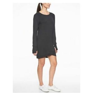 Athleta Black Criss Cross Tunic Sweatshirt Dress L